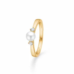 MADS Z CROWN PEARL 14 KARAT GULD RING MED PERLE OG BRILLIANT - 1543708