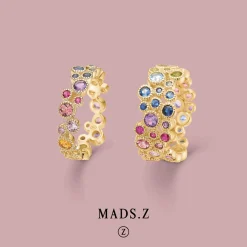 MADS Z LUXURY RAINBOW RING 14 KT GULD RING MED ÆGTE STENE - 1544063