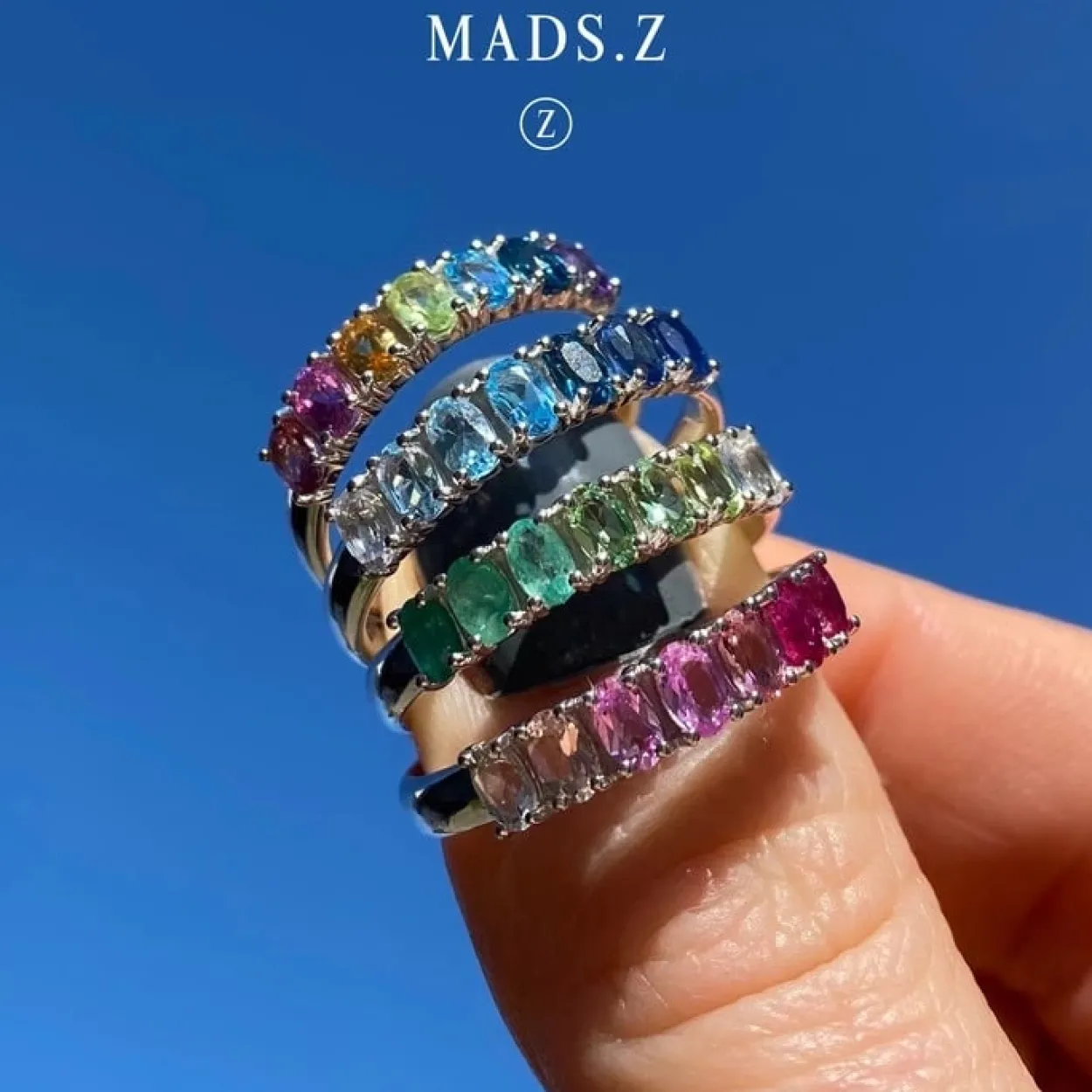 MADS Z POETRY RAINDOW RING 14 KARAT GULD MED ÆGTE STENE - 1544051