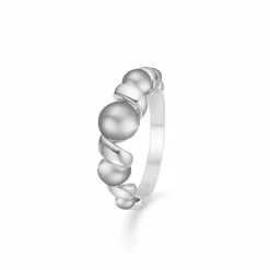 MADS Z SWIRL W. PEARL RING SØLV MED GRÅ PERLER - 2143086