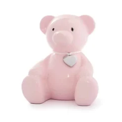NOA KIDS LYSERØD SPAREBØSSE BAMSE MED GRAVERINGSPLADE - 92015276194