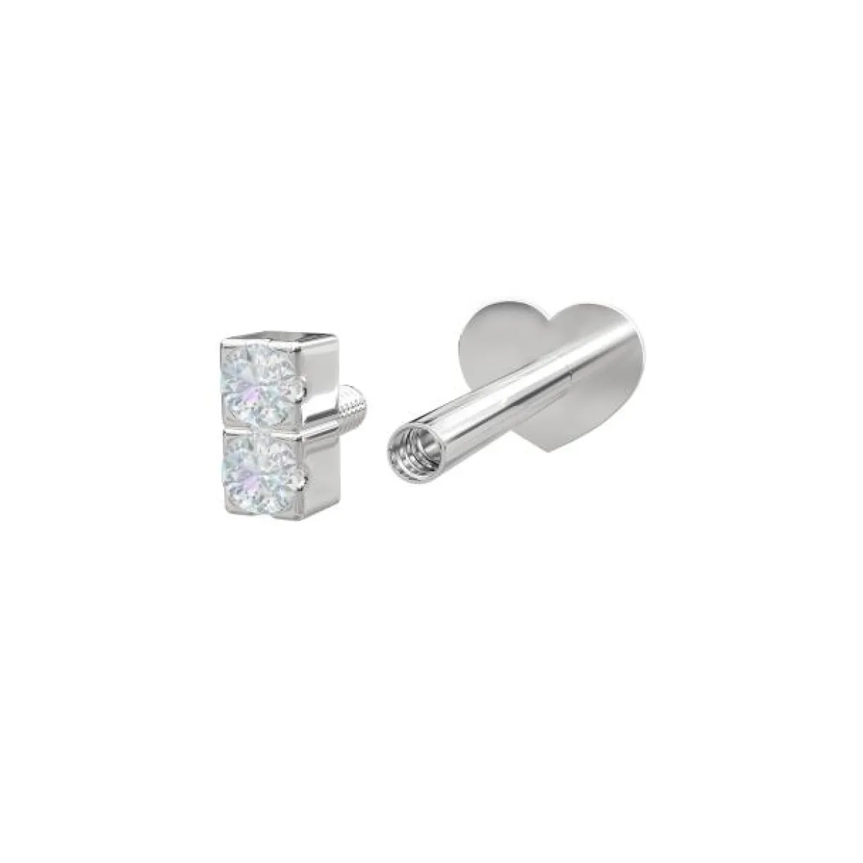 NORDAHL JEWELLERY LABRET PIERCING SØLV MED TO ZIRKONIA - 30140040900
