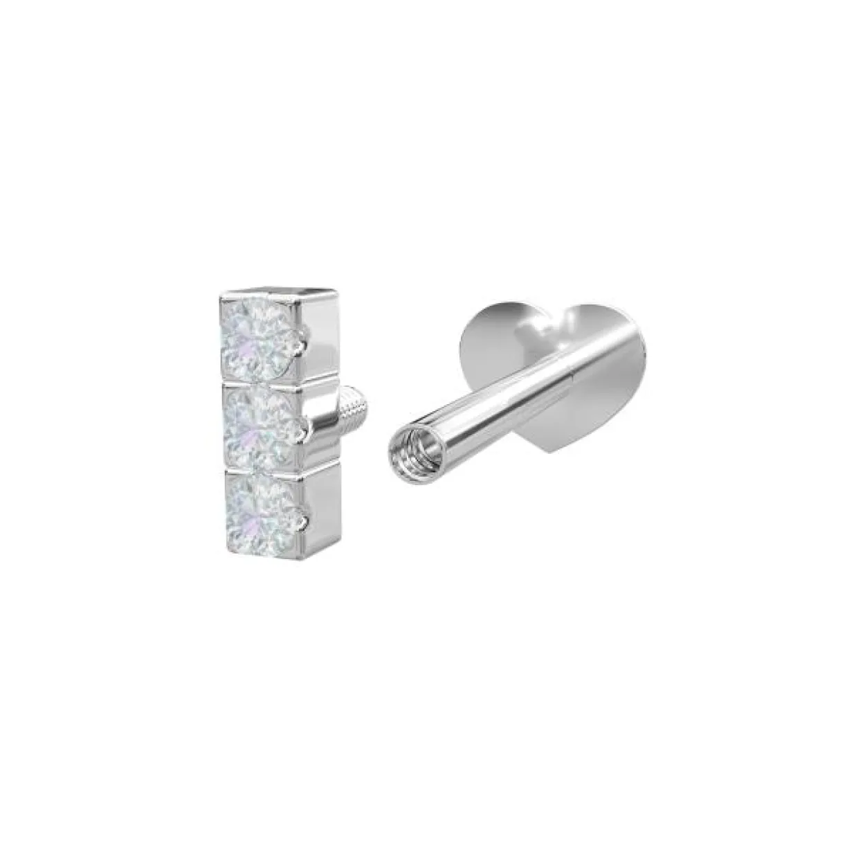NORDAHL JEWELLERY LABRET PIRCING SØLV MED 3 ZIRKONIA - 30140030900