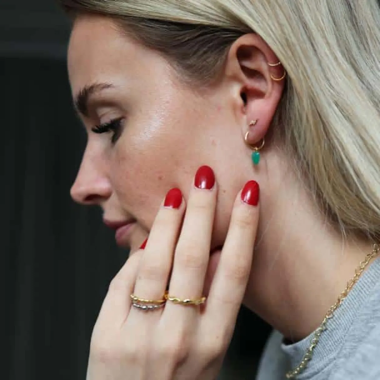NORDAHL JEWELLERY YOU52 ØRERINGE GRØN CHALCEDON - 30290415900