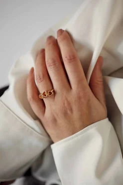 PER BORUP OPEN HEART RING MED 3 ÅBNE HJERTER - 1109R