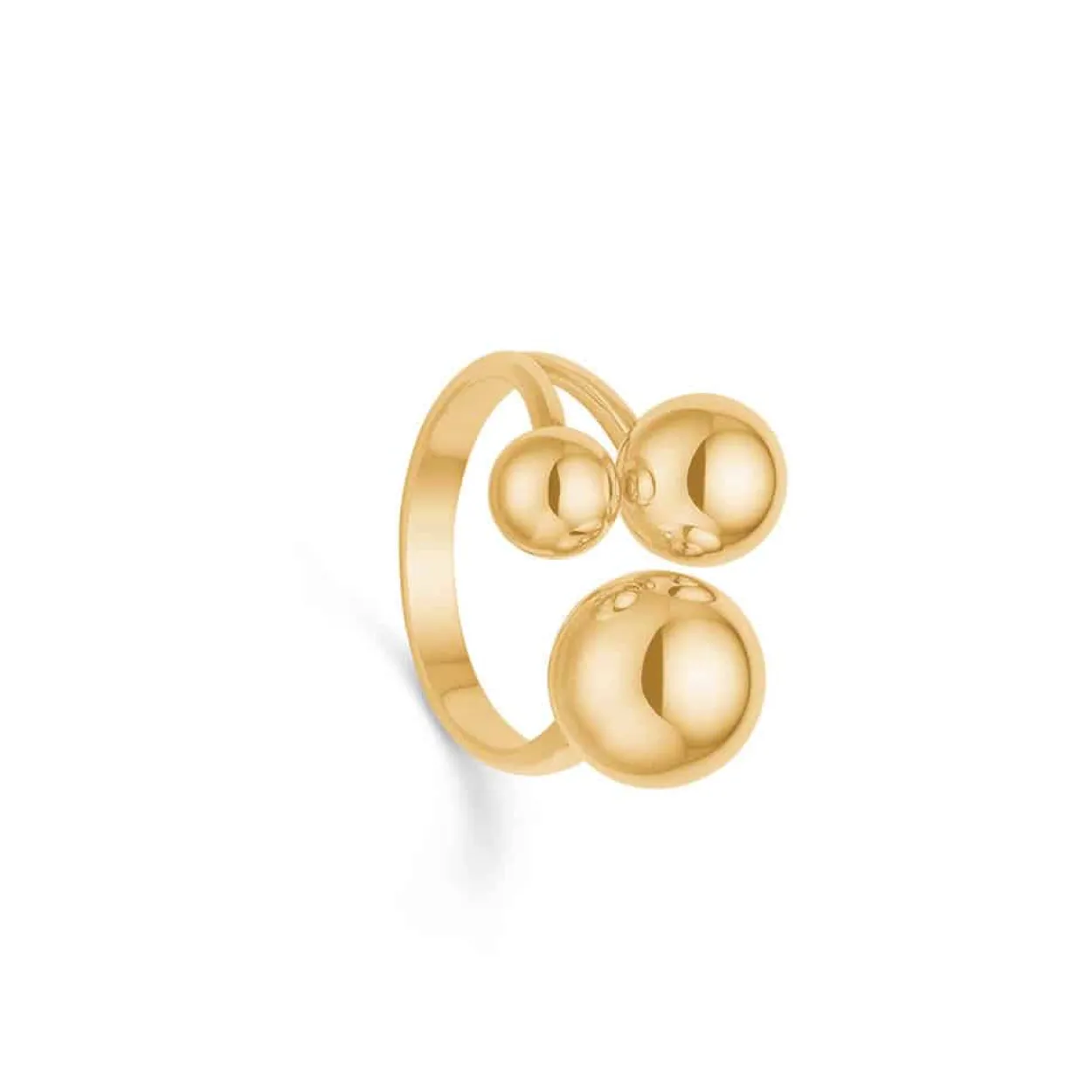 RANDERS SØLV RING 3 STORE KUGLER SØLV FORGYLDT - 242708FG