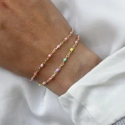 SCROUPLES ARMBÅND MULTICOLOR EMALJE FORGYLDT SØLV 17+2 CM - 39392A,M