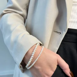 SCROUPLES ARMBÅND SØLV FORGYLDT FERSKVANDS PERLER - 38312A,M