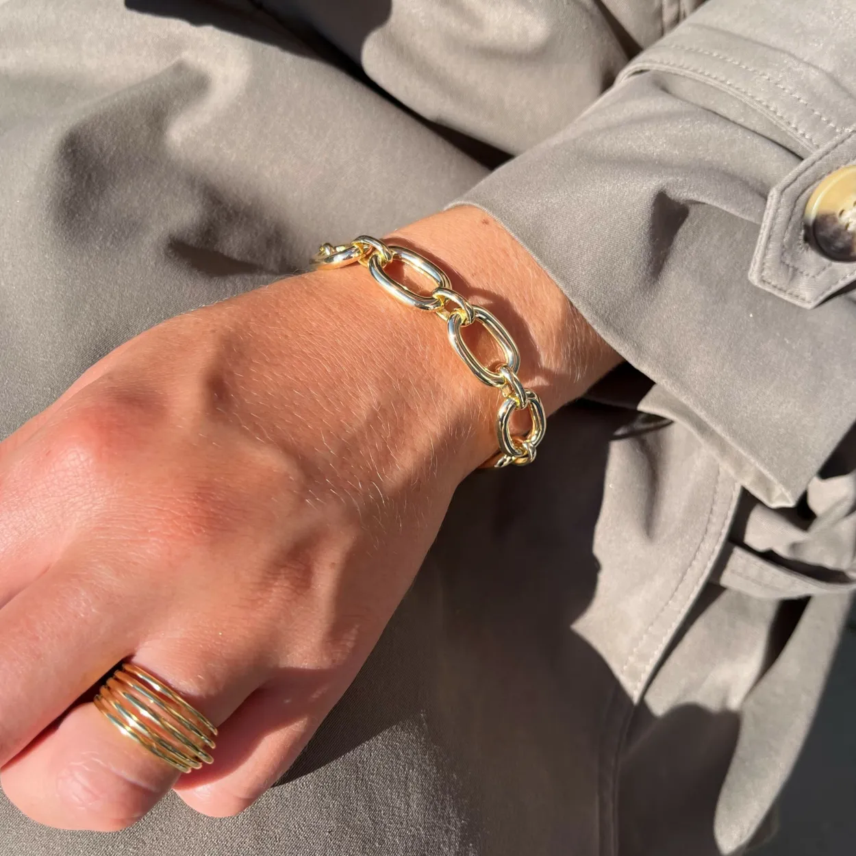 SCROUPLES ARMBÅND SØLV FORGYLDT LÆNKE - 38562A,M