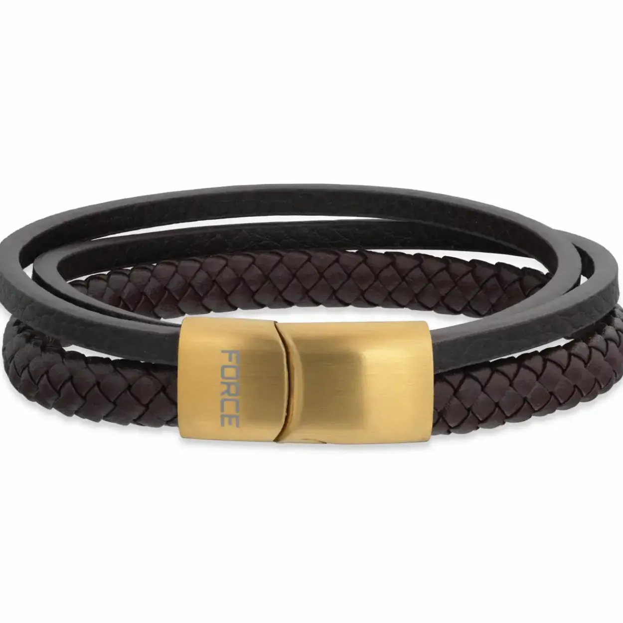 SCROUPLES FORCE ARMBÅND LÆDER BRUN 21 CM MED 3 RÆKKER - 03681A,M