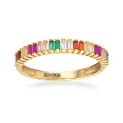 SCROUPLES FORGYLDT SOHO RAINBOW BAGUETTE RING - 727722