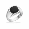 SCROUPLES HERRERING SIGNET I SØLV MED ONYX - 791192