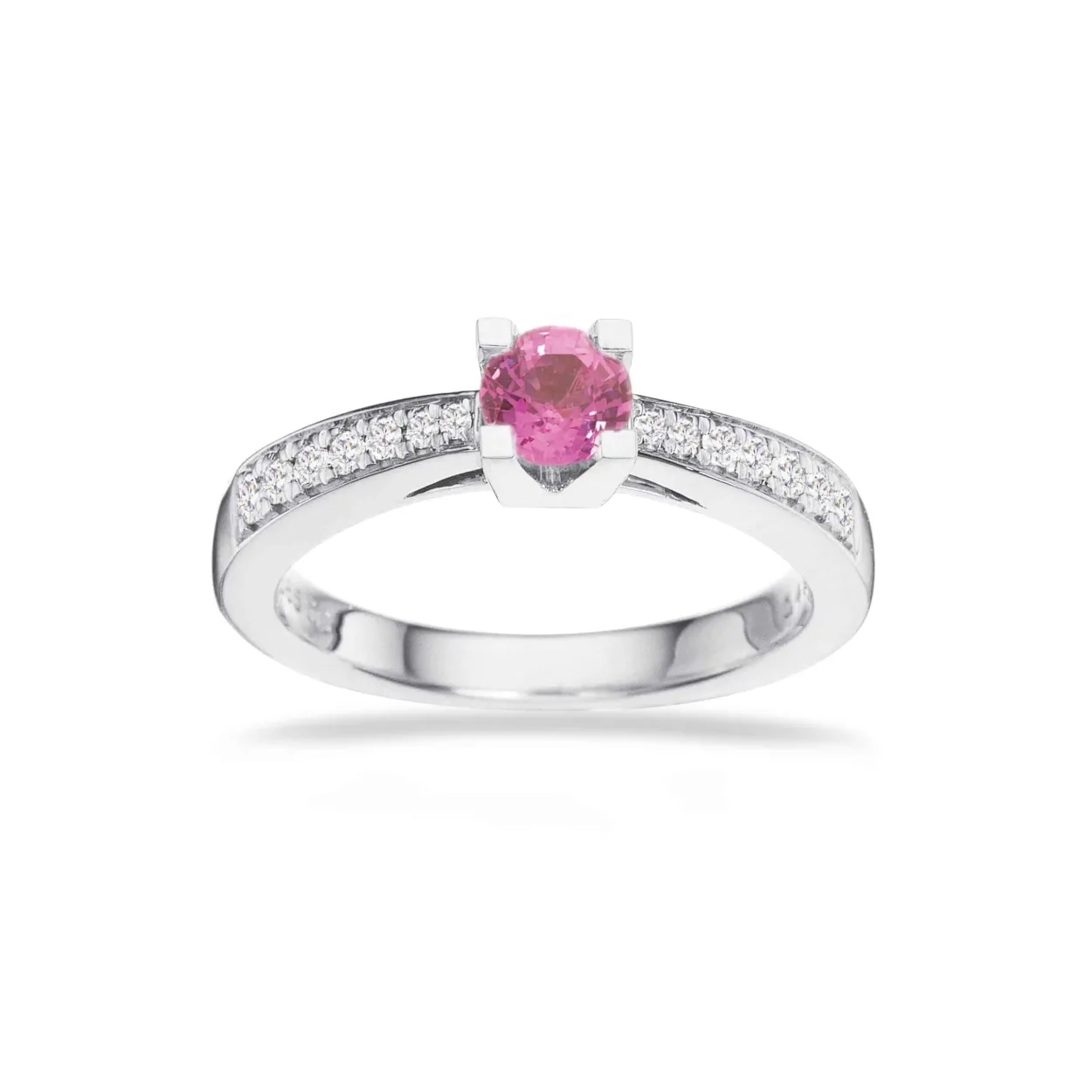 SCROUPLES JUBILÆUMSRING RING 14 KARAT HVIDGULD MED PINK SAFIR - 7536,40P