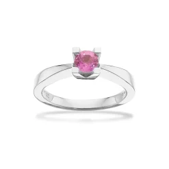 SCROUPLES KLEOPATRA 14 KARAT HVIDGULD RING MED PINK SAFIR - 7136,40P