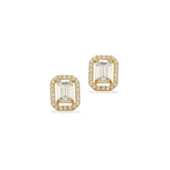 SCROUPLES ØRERINGE 8 KARAT GULD MED BAGUETTE SLEBEN ZIRKONIA - 123983