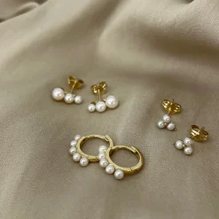 SCROUPLES ØRERINGE MED PERLER I 8 KARAT GULD - 121553