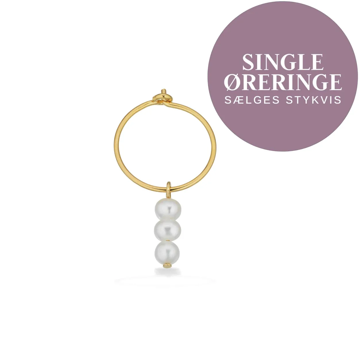 SCROUPLES SINGLE FORGYLDT SØLV ØRERING MED PERLER - 160492-1