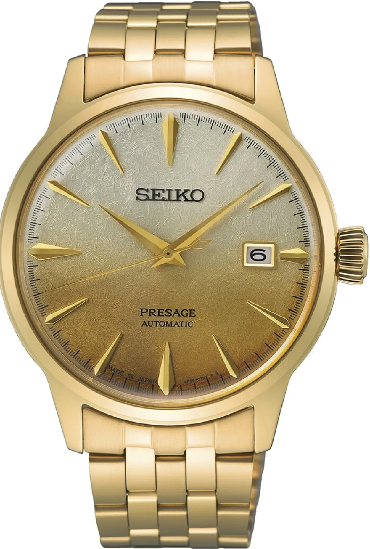 SEIKO PRESAGE MED GULD FARVET LÆNKE - SRPK46