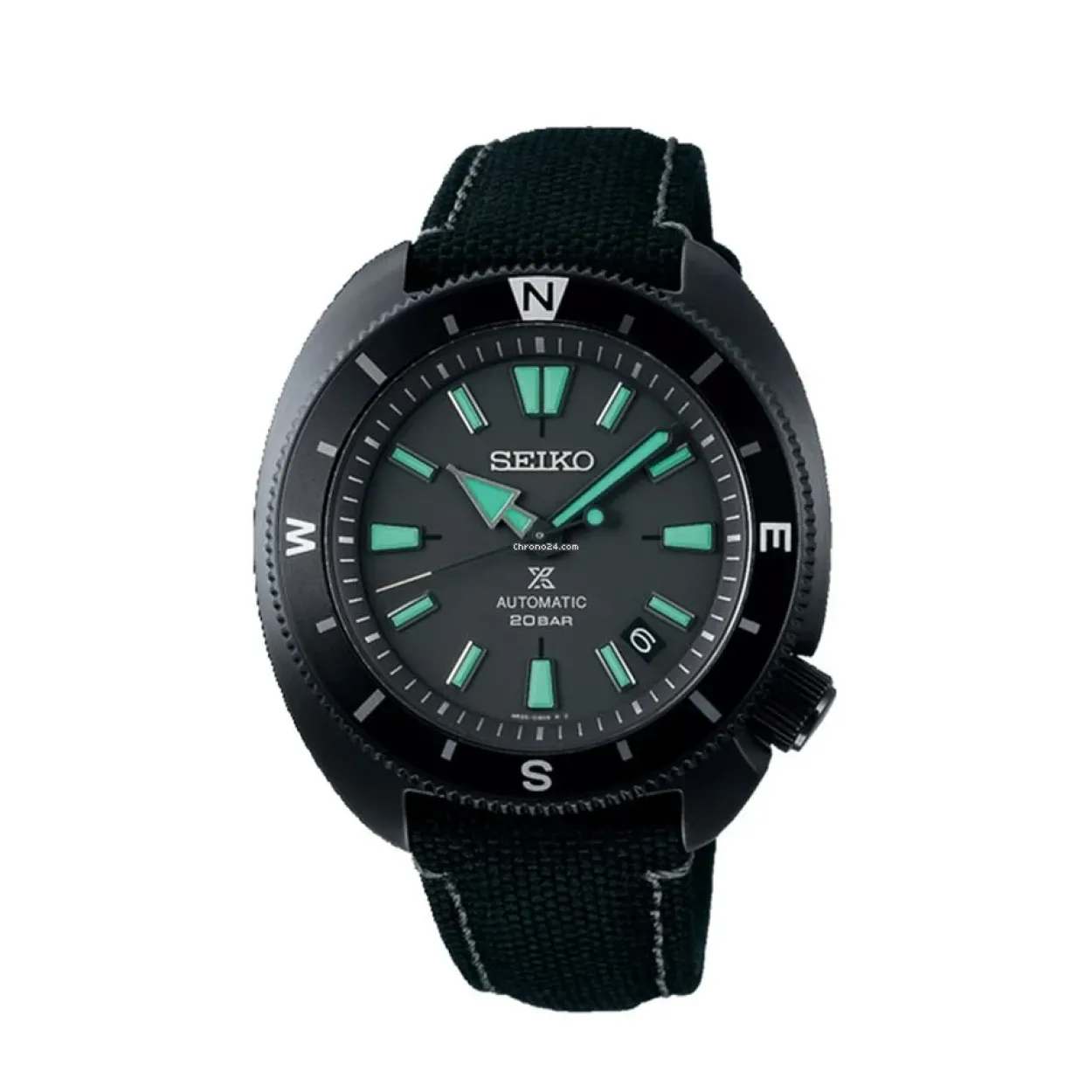 SEIKO PROSPEX SORT MED GRØN INDEX - SRPH99K1