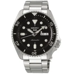 SEIKO 5 SPORTS AUTOMATIC SORT SKIVE MED LÆNKE - SRPD55K1