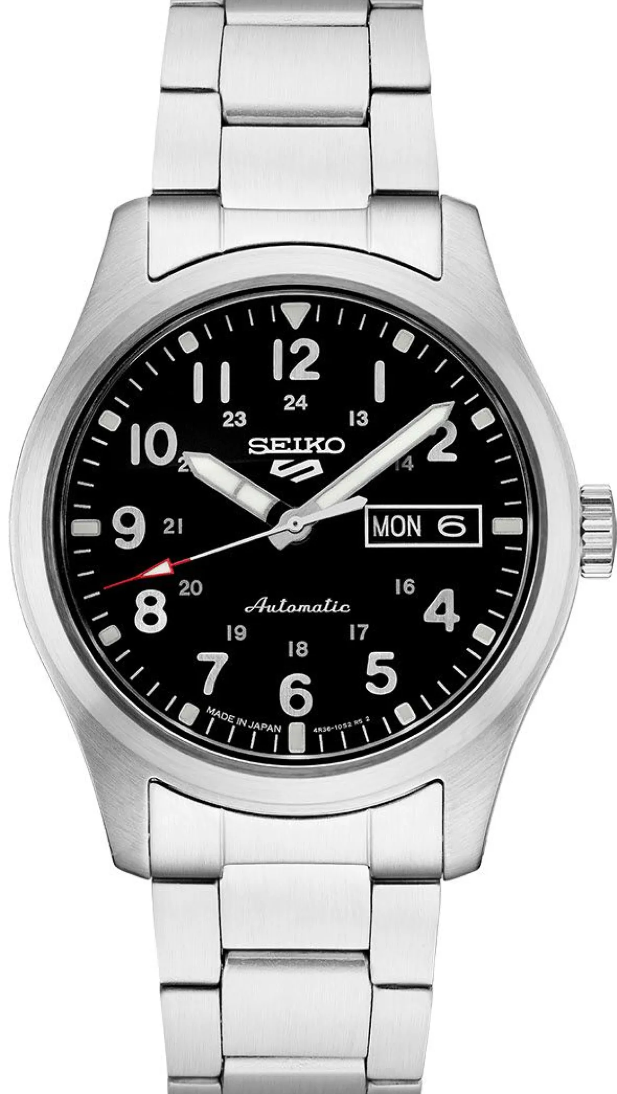 SEIKO 5 SPORTS SORT SKIVE STÅL - SRPG27K1
