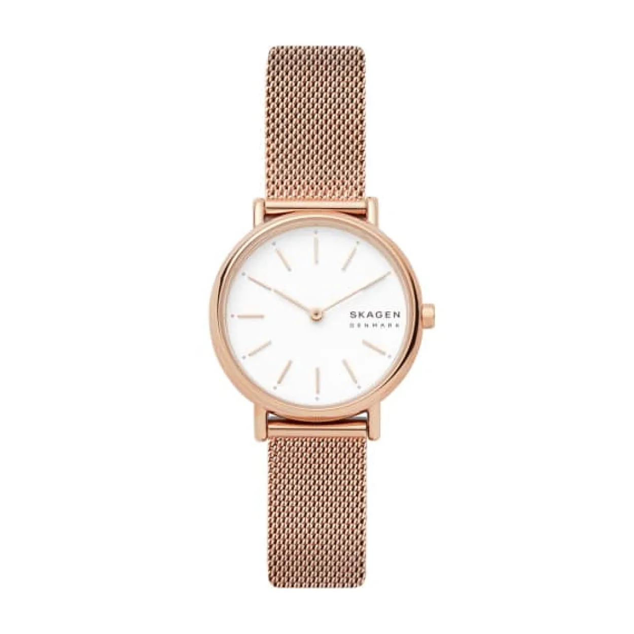 SKAGEN SIGNATUR LILLE DAME UR ROSA MESH LÆNKE MED LYS SKIVE - SKW2694