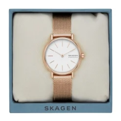 SKAGEN SIGNATUR LILLE DAME UR ROSA MESH LÆNKE MED LYS SKIVE - SKW2694