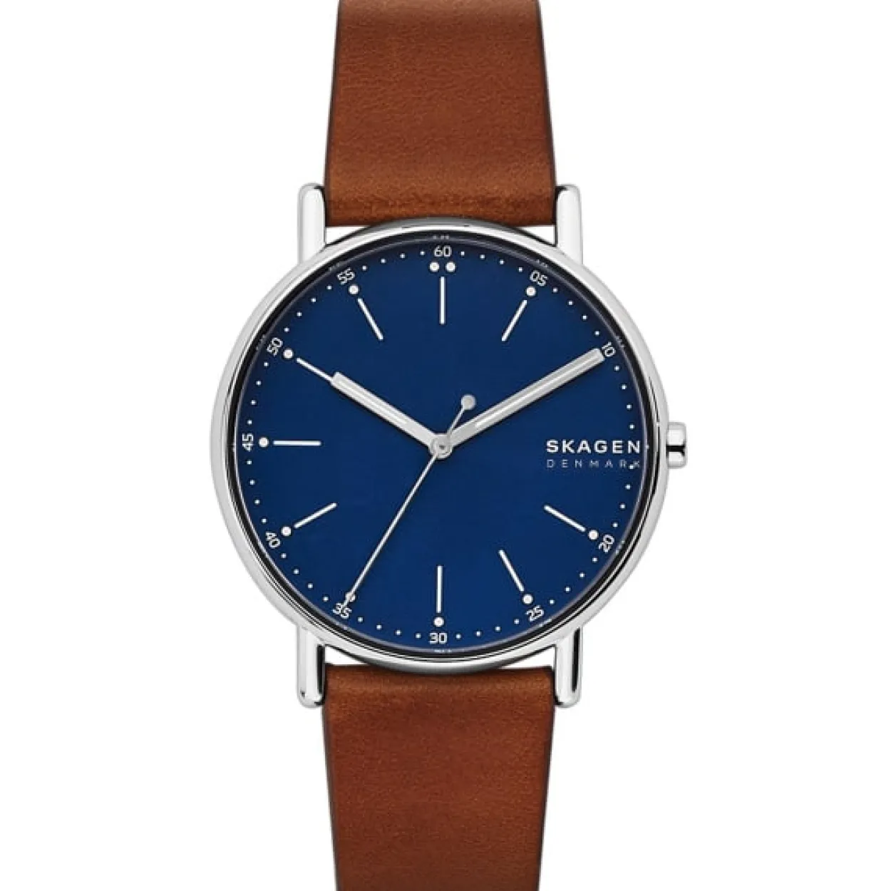 SKAGEN SIGNATUR UR HERRE MED BRUN LÆDERREM - SKW6355