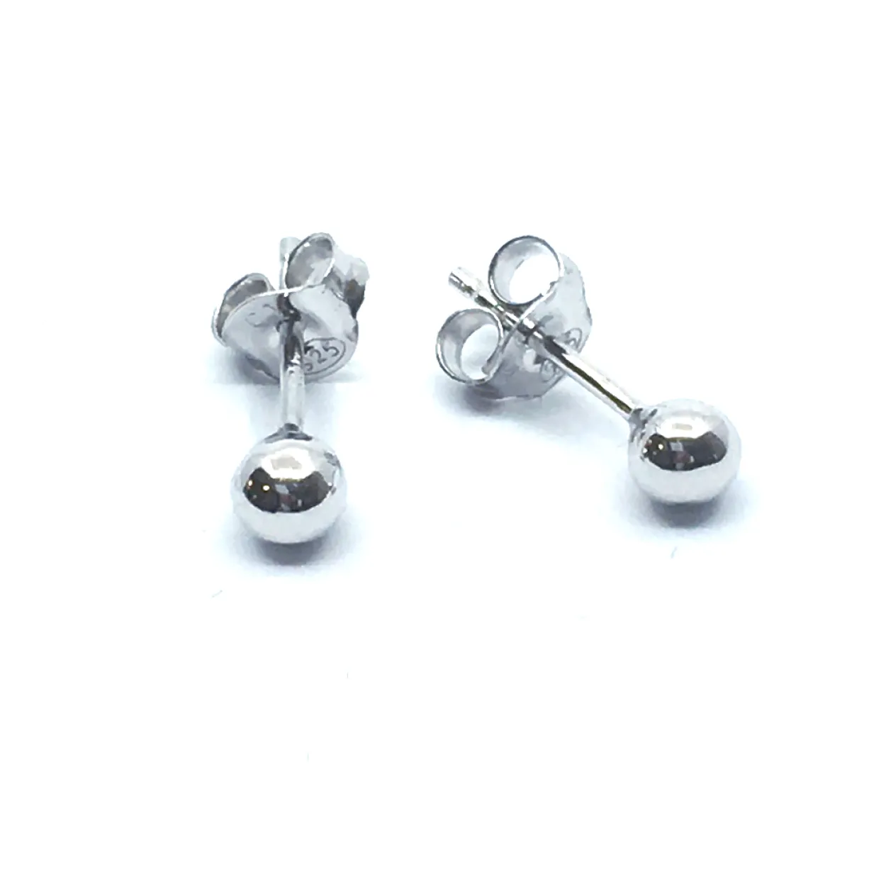 SØLV KUGLE ØRESTIKKER RHODINERET 4 MM MASSIV