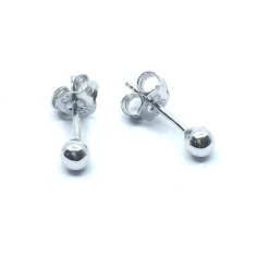 SØLV KUGLE ØRESTIKKER RHODINERET 3,5 MM MASSIV