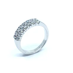 SØLV RING RHODINERET MED 2 RÆKKER SYNTETISKE ZIRKONIA