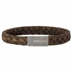 SON OF NOA ARMBÅND BRUNT FLETTET LÆDER 23 CM - 80970039323