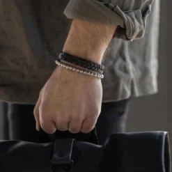 SON OF NOA ARMBÅND KALVESKIND STÅL SORT FLET - 80970269121