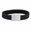 SON OF NOA ARMBÅND SORT LÆDER 19 CM MED STÅL LÅS - 80970149119