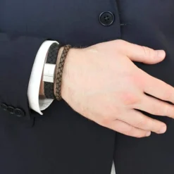 SON OF NOA ARMBÅND SORT LÆDER 19 CM MED STÅL LÅS - 80970149119