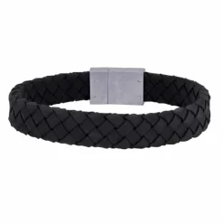 SON OF NOA ARMBÅND SORT LÆDER 19 CM MED STÅL LÅS - 80970149119