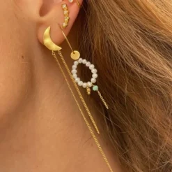 STINE A BELLA MOON WITH LONG CHAINS ØRERING FORGYLDT SØLV - 1313-02-S