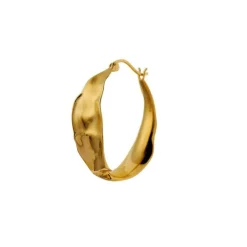 STINE A LIQUID HOOP SØLV FORGYLDT ØRERING HAMRET - 1358-02-S