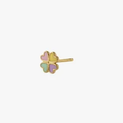 STINE A LOVE HEART CLOVER ØRERING SØLV FORGYLDT - 1296-02-S