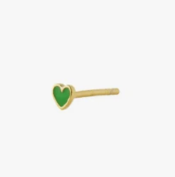 STINE A PETIT LOVE HEART ØRERING SØLV FORGYLDT - 1181-02-Grass Green