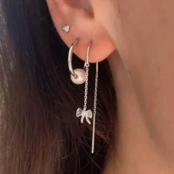 STINE A ØRERINGE BERRIE HOOP SØLV ØRERING MED EN PERLE - 1354-00-S