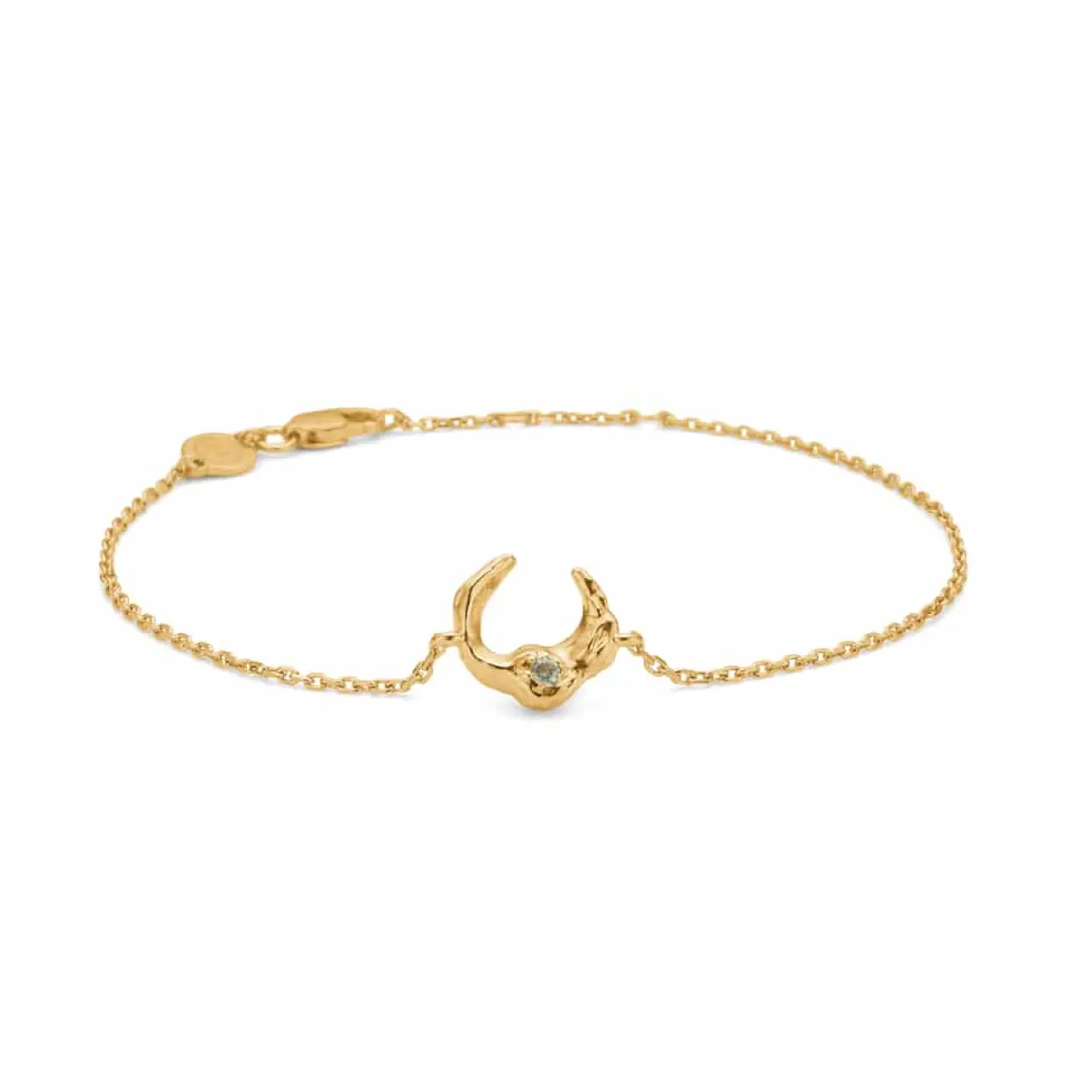 STUDIO Z LUNAR ARMBÅND FORGYLDT SØLV MED LYSEGRØN STEN - 7257883