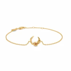STUDIO Z LUNAR ARMBÅND FORGYLDT SØLV MED RAVFARVET STEN - 7257882