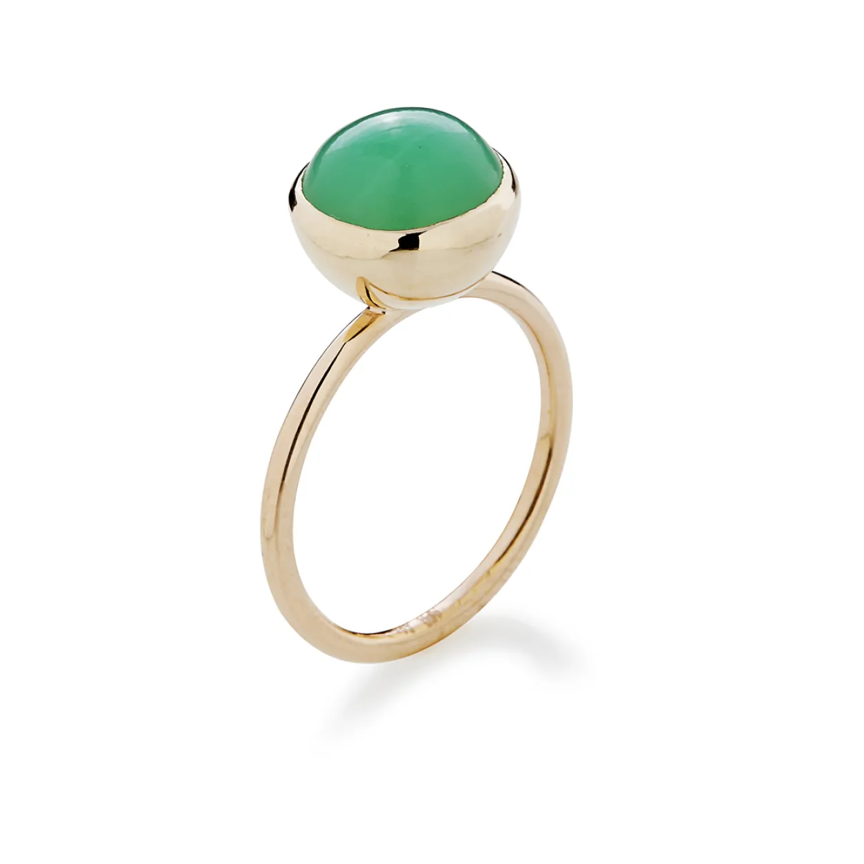 SUSANNE FRIIS BJØRNER RING 14KT GULD MED CHRYSOPRAS STR 58 - 1746-5