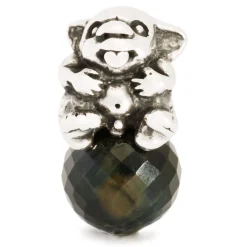 TROLLBEADS BABYTROLD SØLV KUGLE MED BLÅ TIGERØJE - TAGBE-00125