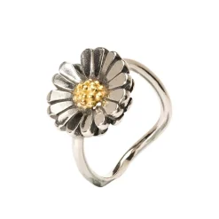 TROLLBEADS BELLIS RING SØLV MED 18 KARAT GULD MIDTE STØRRELSE 59 - TAGRI-00219