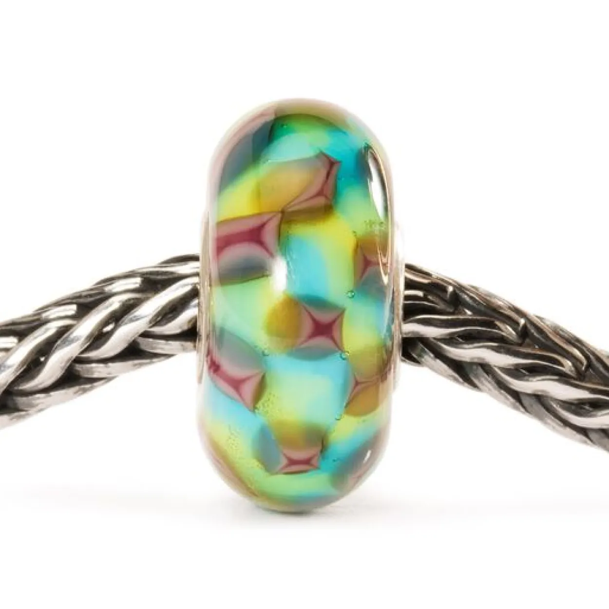 TROLLBEADS GLASKUGLE TURKIS/LILLA SKAK - TGLBE-10242